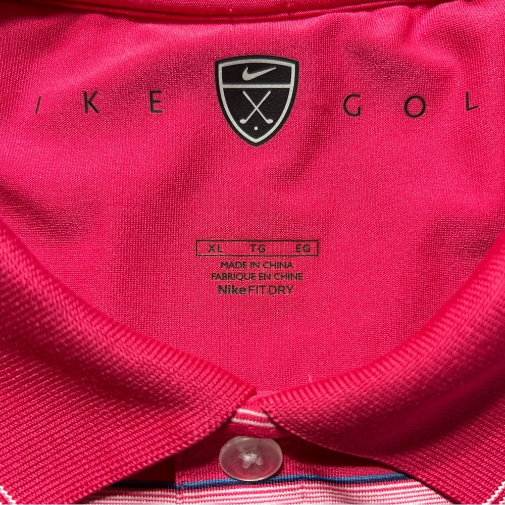 Nike Golf Pink Striped Polo Shirt Men’s XL - Picture 7 of 7